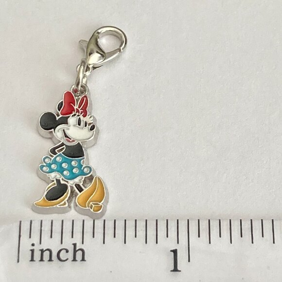 Disney Minnie Mouse Clip On Charm Zipper Pull Bag Purse Charm Enamel Dots Bow - Picture 5 of 6